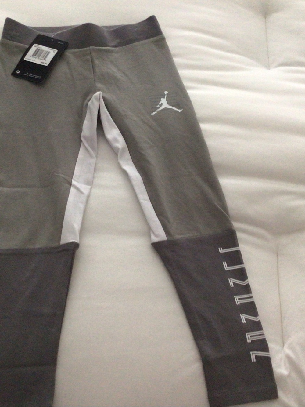 Jordan Gray and White Colorblock Kids Leggings